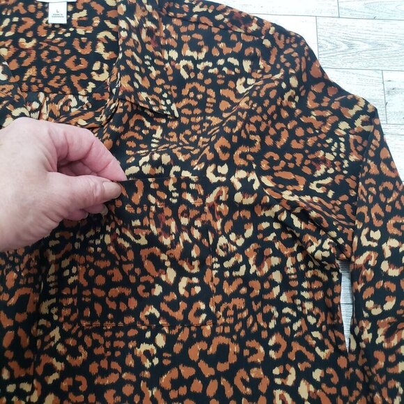 Nine West Animal Print Button Up Blouse Top Office Work Mob Wife Rock Size L - Picture 4 of 12